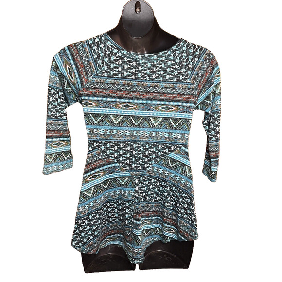 Tianello Sochi Blue Dyed Boho Artsy Hippie Tunic Blouse Shirt Women’s Medium USA - Picture 3 of 10